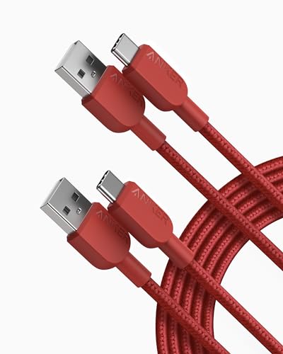 Anker USB A to USB C Cable, Charger Cord (2 Pack,10FT), for Samsung Galaxy Note 10/S10+ S10, LG V30 (Red)