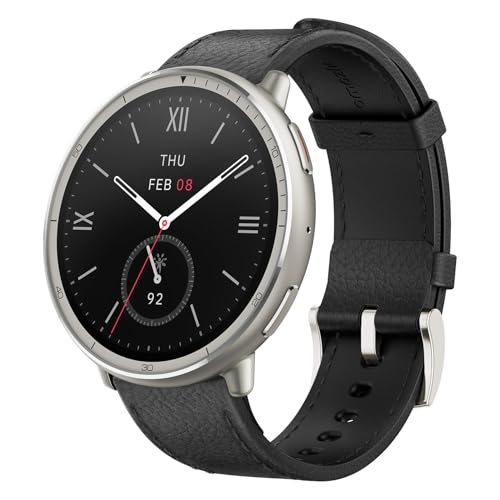 Amazfit Active 2 Premium Smart Watch Fitness Tracker (Round) for Android & iPhone, 10 Day Battery, Water Resistant, GPS Maps, Heart & Sleep Monitor, HYROX Mode, Sapphire Glass, Leather + Sport Strap