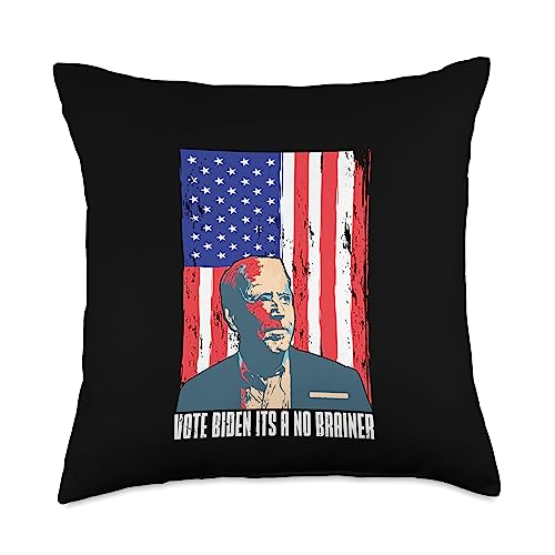 Funny Republican Sleepy Joe Biden Funny Political Meme-Vote Biden its a no brainer Throw Pillow, 18x18, Multicolor