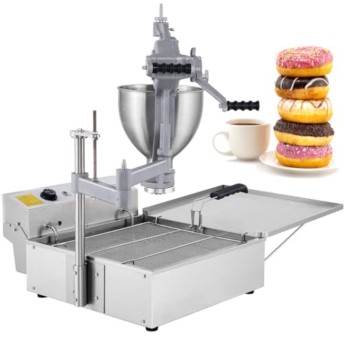 9L Capacity Hopper Donut Fryer Manual Commercial Mini Donut Maker 3000W Donut Fryer Commercial 3 Donut Moulds Donut Machine Maker Adjustable Thickness Commercial Donut Maker