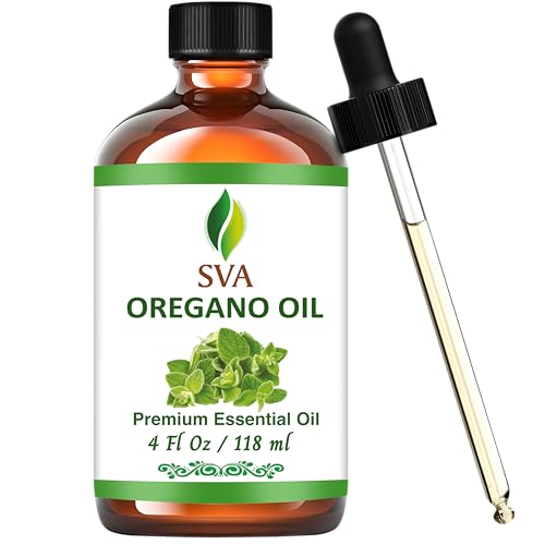 SVA Oregano Essential Oil – 4 Fl Oz – 100% Natural Oregano Oil - for Diffuser, Hair Care, Face, Skin Care, Aromatherapy, Scalp and Body Massage, Soap and Candle Making – with Dropper