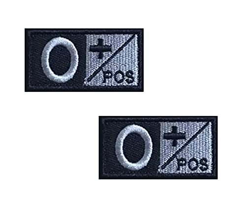Tactical Blood Type Patches O+ Positive POS Hook and 2"x1" Patch Embroidered Morale Military Navy Army Badge for Outdoors Patches (O+)
