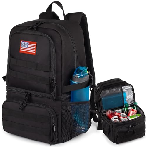 Tactical Double Deck Cooler Backpack for Men,Large Lunch Backpack with 2 Compartment,Soft Cooler Bag Water-Resistant Leak Proof Cooler Bag Beach Picnic