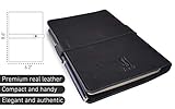 le vent Black Refillable Leather Journal - Genuine Leather Cover - Includes 2 Lined and Blank Bound Notebooks A5 (8x5') - 200+200 Pages - Writing Journal for Study, Work and Notes