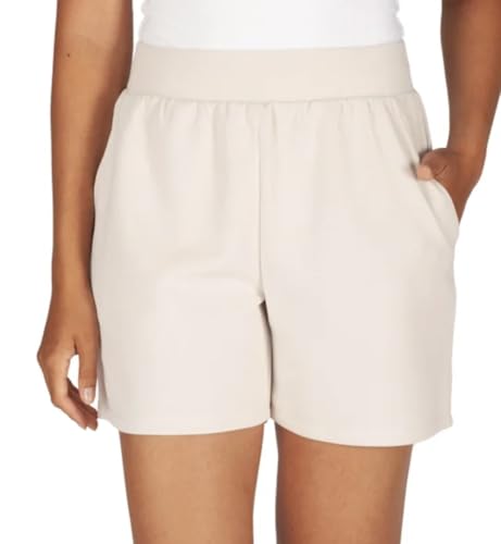 LazyPants Women's Stretch Luxe Short (US, Alpha, Medium, Regular, Regular, Cream)