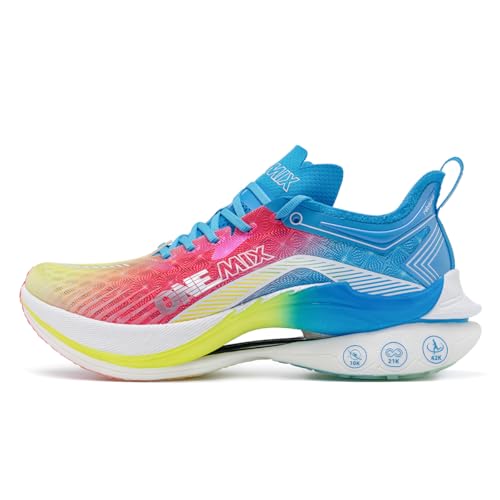 ONEMIX T700 Carbon Plate Marathon Running Racing Shoes Men Professional Stable Supp ort Shock-Relief Ultra-Light Rebound Sneakers (Light Blue,6.5)