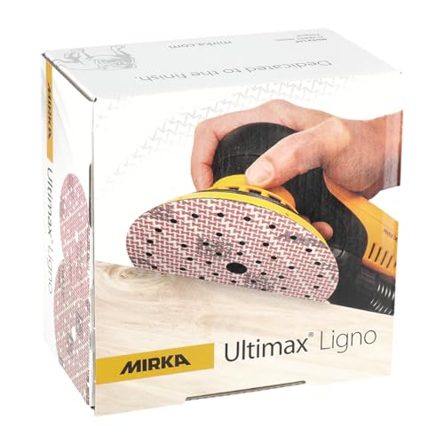 Mirka Ultimax Ligno 150mm Sanding Discs Grit 180 Hook and Loop Backed Pads for Fine Wood Finishing 100 Pack