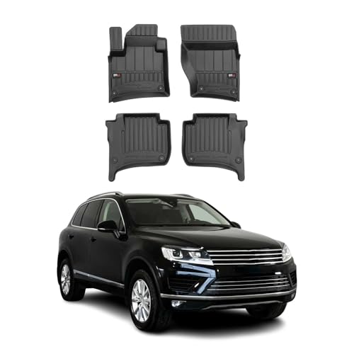 OMAC Premium Floor Mats for VW Touareg 2010-2017 Car Mats All Weather 3D Custom Fit Rubber Mat Waterproof Odorless TPE Floor Liners Laser Measured Non-Slip (Black)