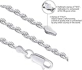 Savlano 925 Sterling Silver 3mm Solid Italian Rope Diamond Cut Twist Link Chain Necklace With a Gift Box For Men & Women - Made in Italy (22, 3mm)