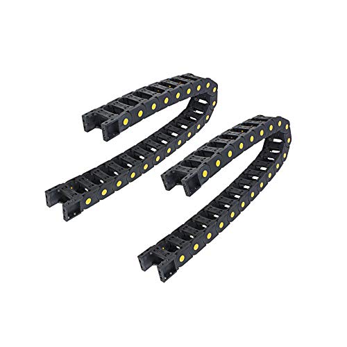 Drag Chain Wire Carrier 2Pcs R55 Internal Size 25mm x 50mm Cable Carrier Black Plastic Bridge Type 1M(39.4 inch) Length for Electrical Machines