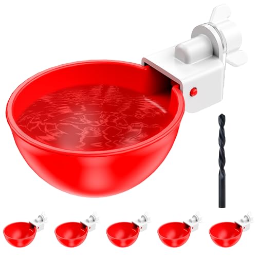 ZenxyHoC Chicken Waterer Cups, 6 Pack Automatic DIY Chicken Water Cups with 1/8'' MPT Hole Saw
