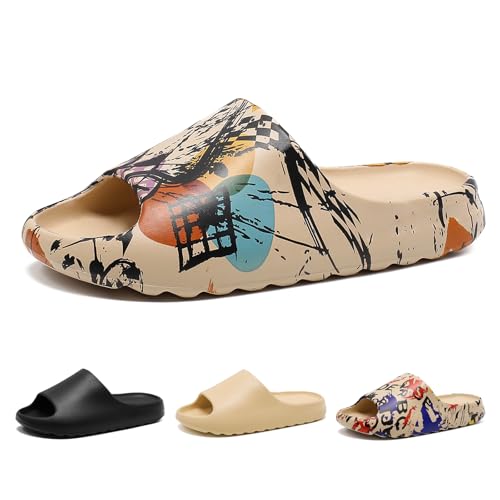 Cloud Slides for Women and Men, Comfort Platform Lightweight Slippers Slides, Unisex Foam Shower House Slippers, Summer Open Toe Sandals for Indoor and Outdoor