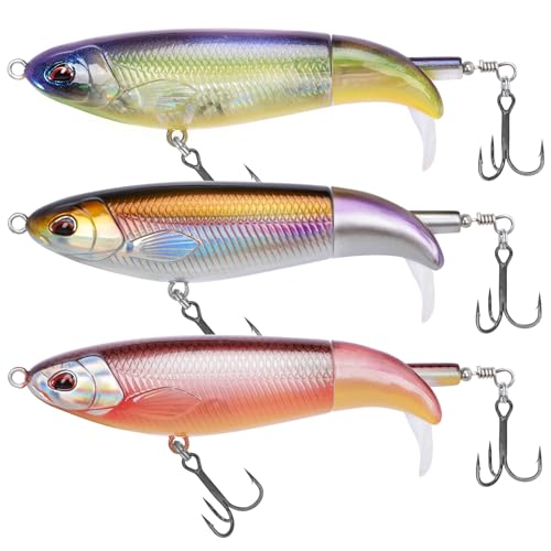 TRUSCEND Top Water Fishing Lures with BKK Hooks, Whopper Fishing Lures for Freshwater or Saltwater, Floating Lure for Bass Catfish Pike, Fishing Wobble Surface Bass Bait Teasers Fishing Gifts for Men