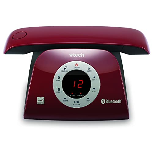 VTECH VS122-16 Retro-Design Cordless Phone: Bluetooth Connect to Cell, Call Blocker, Answering System, Full-Duplex Speakerphone