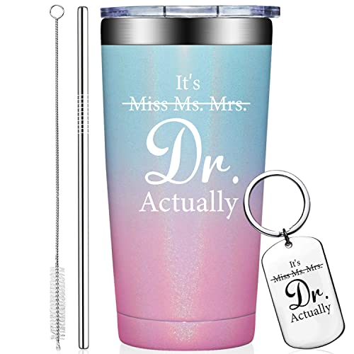 Grifarny Doctors Day Gifts - Ph.D. Gifts for Women - Ph.D. Graduation Gift for Her - Graduate Gift for Phd, Medical School Students, Doctors, Physician MD - It's Miss Ms Mrs Dr Actually Tumbler