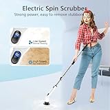 TUYU Electric Spin Scrubber, Full-Body IPX7 Waterproof Bathroom Scrubber with Power LCD Display, Adjustable Extension Handle, Cordless Shower Cleaner Brush for Bathtub Kitchen Wall Cleaning