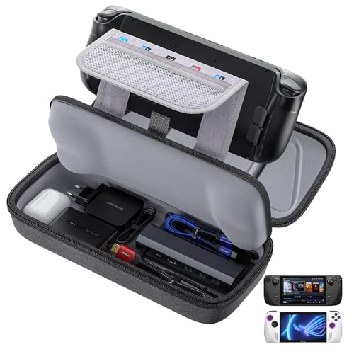 JSAUX Carrying Case Compatible with Steam Deck/ROG Ally/Switch 2, Protective Hard Shell Carry Case Built-in Charger & Docking Station Storage, Portable Travel Bag for Steam Deck OLED/ROG Ally X