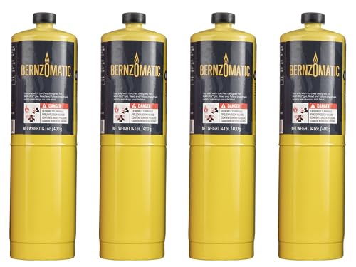 (4) 14.1 oz Bernzomatic Pre-Filled MAP-Pro Gas Torch Style Cylinder - Pack of 4