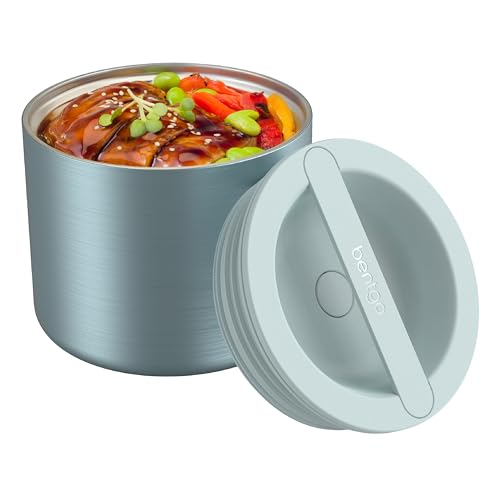 Bentgo Stainless Insulated Food Container - 2.4 Cups (19 oz), Triple-Layer Insulation, Vacuum Seal, Leak-Proof, Built-In Handle, Wide Opening, Premium Stainless Steel, for Cool/Warm Foods (Aqua)