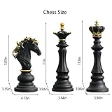 通用 3 Pack Chess Statue Ornaments King Queen Knight Sculpture Resin Craft Decoration for Home Office Desk Table Wine Cabinet Arrangement Gift (Black)