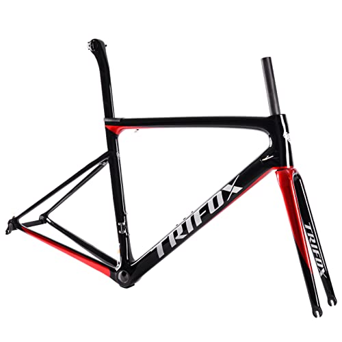 TRIFOX Carbon Road Bike Frame, X16QR Aero Design Carbon Fibre Racing Bicycle Frame (Red & Black, 540-L)