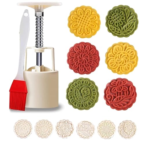 BenRan Moon Cake Mooncake Mold Molder Mould Set Bath Bomb MAolds 50g/ 75g/100g/150g (A-100g-6 Flower)
