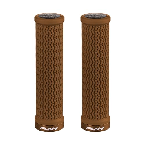 Funn Holeshot Mountain Bike Grips with Single Lock On Clamp, Lightweight and Ergonomic Bike Handle Grips with 22 mm Inner Diameter, Hardened End Bicycle Handlebar Grips for MTB/BMX (Brown)