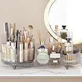 Rotating makeup organizer,Large Capacity Cosmetic Display Case, easy to hold all of your makeup products, at least 20 makeup brushes/eyeliner,10 lipsticks,8 skincare products(Crystal Clear)