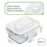 DAS TRUST 5 Pack 36oz Bento Box Glass Meal Prep Containers 3 Compartments Glass Food Storage Containers with Lids Bowls Lunch Box Glass Food Prep Lunch Containers for Microwave Oven