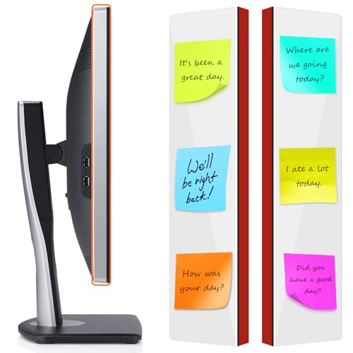 FaitAtten 2-Pack Frameless Monitor Sticky Note Boards - Screen Memo Board for Edgeless Monitors, Decorative Computer Transparent Side Panels, Home Office Computer Memo Holder