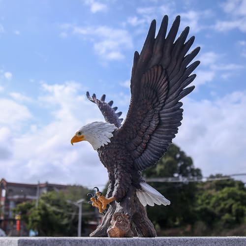RKGOMDMU Magnificent Bald Eagle Statue - Durable Resin Outdoor Garden Sculpture & Yard Art Decor for Lawn, Patio, or Living Room – Large Lifelike Figurine, Weather-Resistant Finish