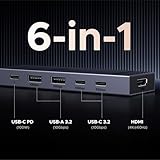 UGREEN Revodok Pro USB-C Hub 6 in 1 10Gbps USB C 3.2 & USB-A 3.2 4K 60Hz HDMI, 100W Power Delivery for MacBook Pro/Air, iPad Pro, Thinkpad Rog Ally and More.