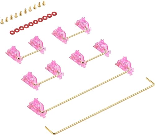Zkeebs DUROCK V2 Screw-in Stabilizers, 7U, 6.25U, 2U Clear PCB Mount Stabilizer Pre-Clipped, Wire Popping PCB Screw Stabs for Mechanical Keyboards (80% TKL Kit) (Miami Vice Pink)
