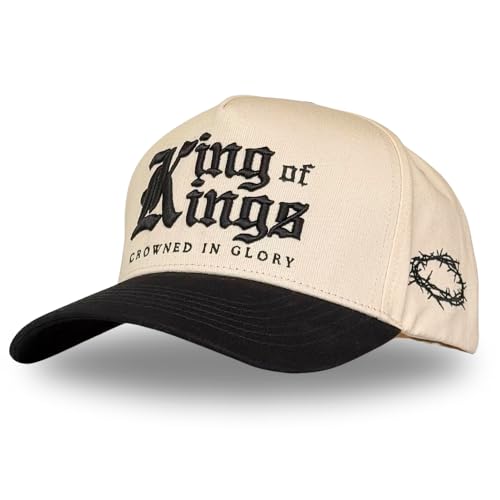 Vintage Faith & Forever Trucker Hat | Men & Women | Christian Cross Jesus Hats | Bachelorette Bride Hat | Cotton | Snapback (Cotton, King of Kings | Black)