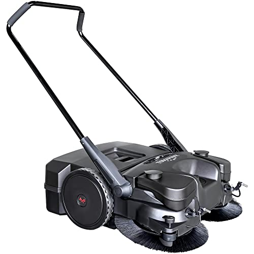 30" Battery Powered Push Sweeper with Triple Power Brooms Electric Drive and Dust Suppression (30" Sweeper)