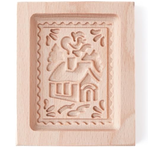 Wooden House Speculoos Cookie Mold – Christmas Press for Spiced Biscuits | Traditional European Speculaas | Handmade for Holiday Baking