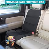 Car Seat Protector, 2 Pack Auto Seat Protectors for Child Car Seat with Thick Padding, Seat Cover Mat for Under Baby Seat to Protect Leather Seats, Black