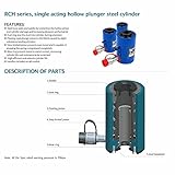 AMZCNC 30T Hydraulic Cylinder Jack Hollow Single Acting Hydraulic Ram Cylinder 2"(50mm) Hollow Hydraulic Lifting Cylinders