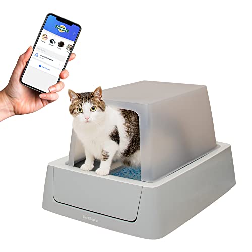 PetSafe ScoopFree Crystal Smart Self-Cleaning Cat Litter Box - WiFi & App Enabled - Hands-Free Cleanup, Less Tracking, Superior Odor Control - Includes Disposable Tray and Hood