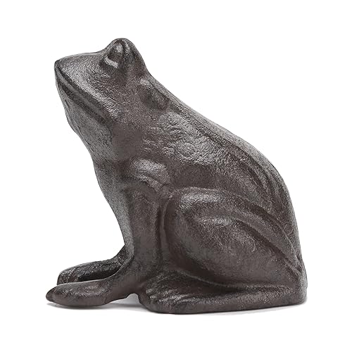 BRASSTAR Cast Iron Lying Frog Statue Lawn Garden Farm Home Figurine Outdoor Decoration TQGJPT510