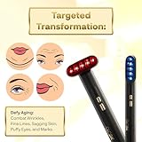 GLO24K 6-IN-1 Beauty Therapy Wand for the Face, Eyes, and Neck. Based on Dual LED Light Therapy, Thermal, Vibration, and Micro-Current Technologies.Skin Rejuvenation