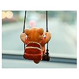 AMIORO Cute Swinging Cat Car Mirror Hanging Accessories Fun Interior Rearview Mirrors Decoration (Orange Cat)