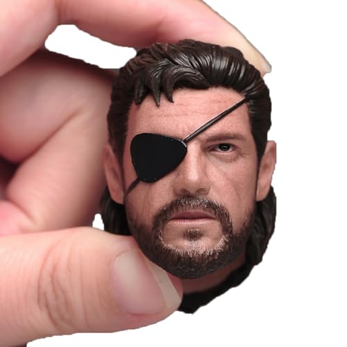 Fremego 1/6 Scale Male Head Sculpt, European Strong Man Old Snake One Eyed Version Head Carved Model for 12inches Soldier Action Figure Body (Normal Version)