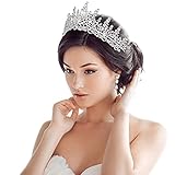 TOBATOBA Silver Wedding Crystal Tiaras and Crowns for Women, Bride Royal Queen Headband Princess Quinceanera Headpieces for Birthday Prom Pageant Party