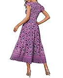 Bohemian Dress for Women Smocked Dress Easter Dress for Women Purple Paisley M