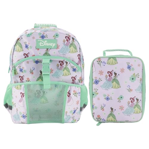 Disney Princesses 2-Piece 16" Premium Backpack & Lunch Kit Set For School And Travel