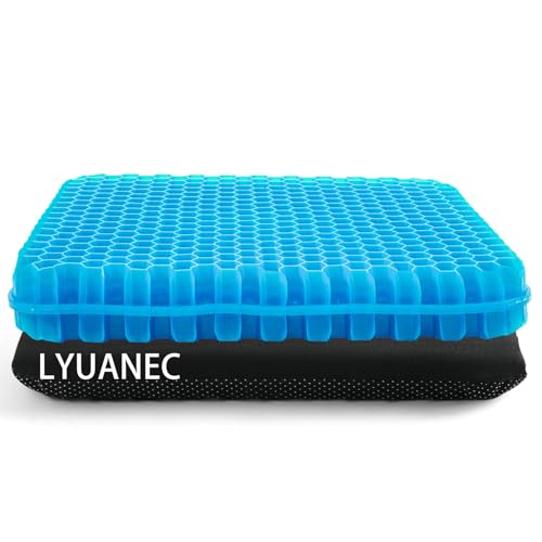 LYUANEC Gel Seat Cushion for Long Sitting - 16.5" x 14.5" x 2.4" Extra Thick Gel Cushion, (Super Soft＆Breathable) Seat Cushion for Pressure Relief