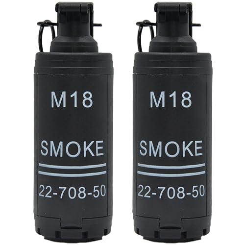 Disratw M18 Airsoft Grenade Toys 2Pcs Toy Hand Grenades Plastic CS Battle Game Tactical CS Grenade Pull Ring Toys Role Play Model Prop for Age 14+ (Black)