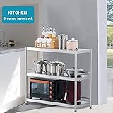 susunnus Stainless Steel Shelves 3 Tier Storage Shelves for Kitchen Garage Shelves Heavy Duty Shelving Metal Shelving Units and Storage Kitchen Industrial Storage Rack(with Guardrails)