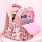 Roffatide Anime Kuromi Kawaii School Backpack for Girls Boys with 21Pcs Accessories Cartoon Aesthetic New Semester Gifts Schoolbag with Cute Pins, Anti-Theft, ID Badge Holder, Laptop Backpack Purple